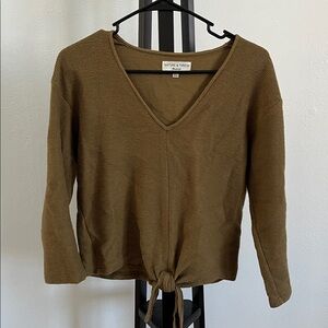 Madewell Brown V-Neck Tie-Front Top